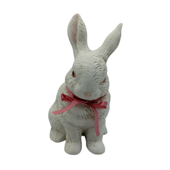 VTG Country Porcelain Bunny Rabbit With Pink Ribbon TW7353 Easter Centerpiece - Picture 5 of 11